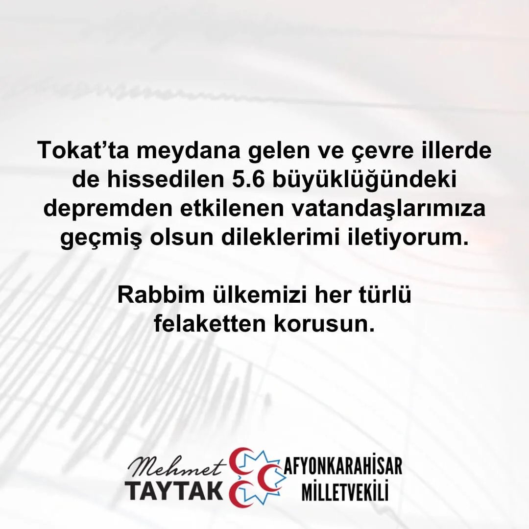Milletvekili Mehmet Taytak, Tokat'ta meydana gelen deprem sonrası açıklama yaptı: 