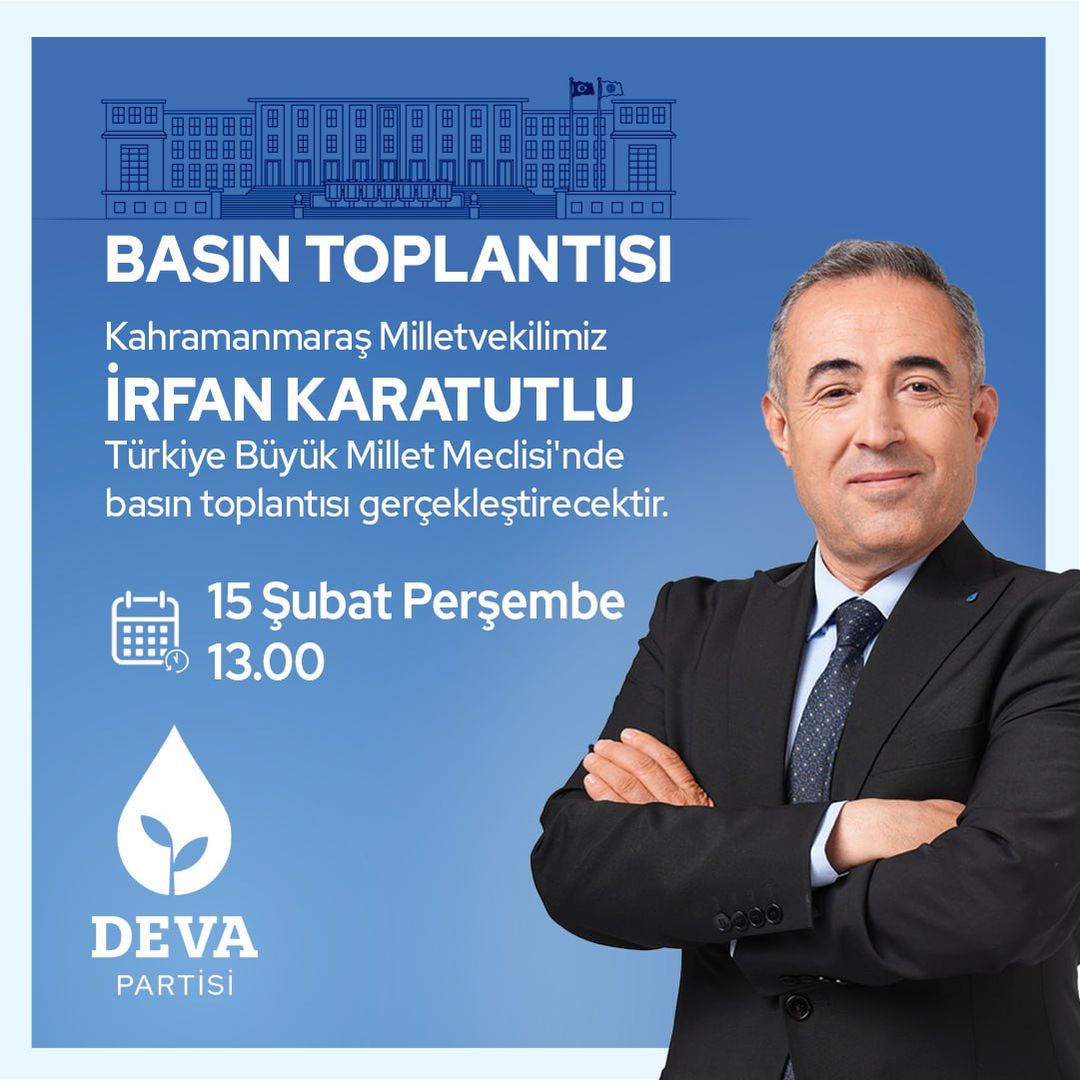 DEVA Partisi Milletvekili İrfan Karatutlu, TBMM'de önemli açıklamalar yapacak!