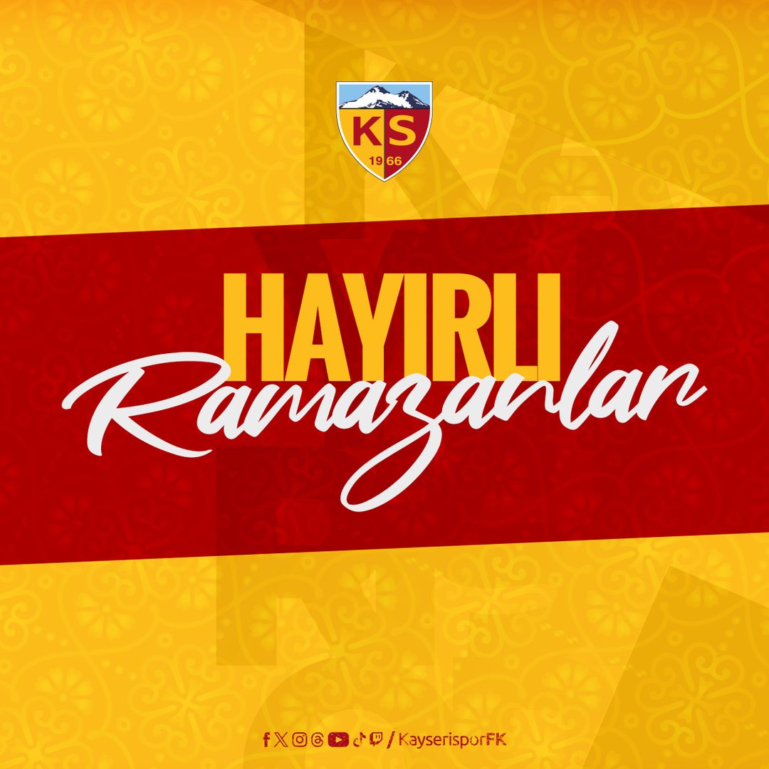 Kayserispor Kulübü, Ramazan ayında sağlık, huzur ve mutluluk dileklerini paylaştı.